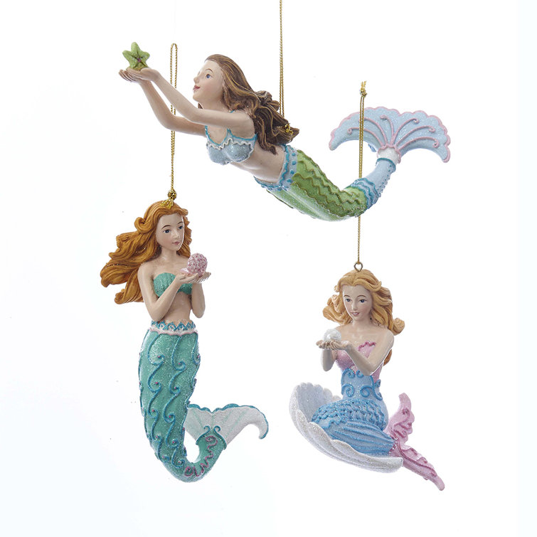 Kurt Adler 3 Piece Mermaid Fantasy Hanging Figurine Ornament Set